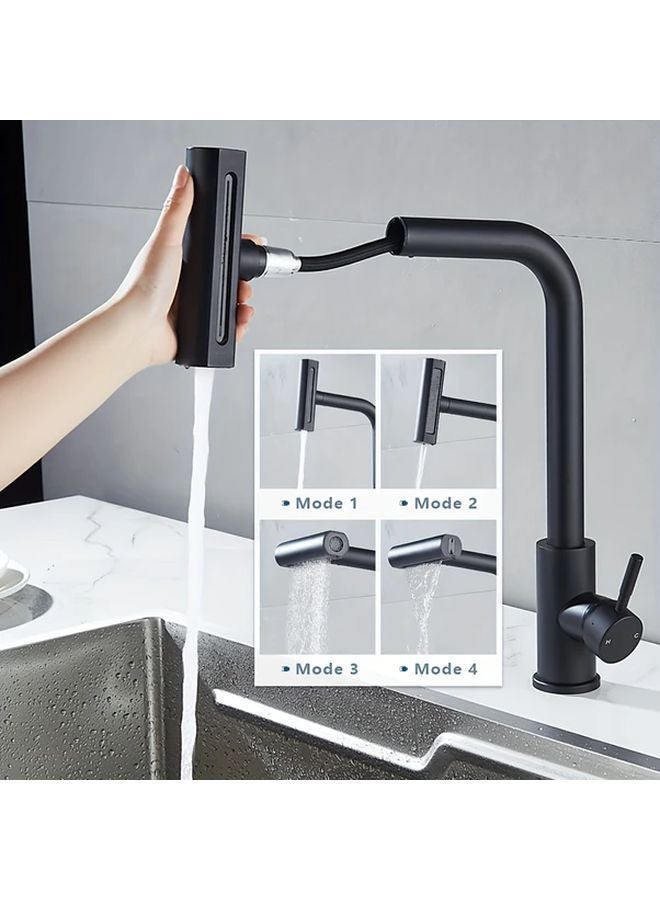 Matte Black Pull Out Kitchen Faucet 4 Water Flow Modes Extendable 27 56 Inch Tube - Image 2