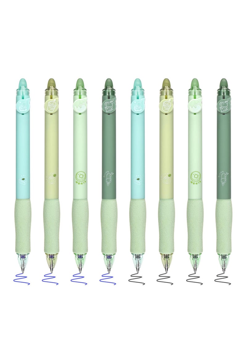 Excefore 8Pcs Retractable Erasable Gel Pens, Blue and Black Ink Pen with Eraser Clear, Smooth Writing Comfortable to Use for Note Taking Marking Planner Crossword Puzzles - Image 1