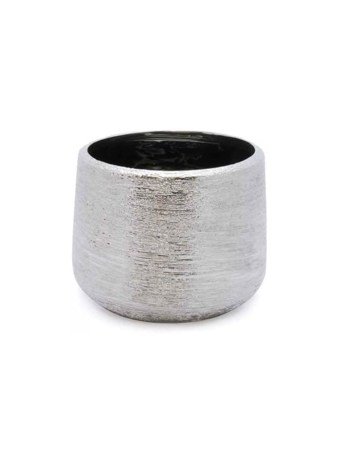 SGC Indoor Ceramic Pots Ct 1134Sl40 S 2 Ceramic Flower Pots Plant Cachepots For Indoor Home Office Restaurants Size D24Xh20 Cm Color Silver