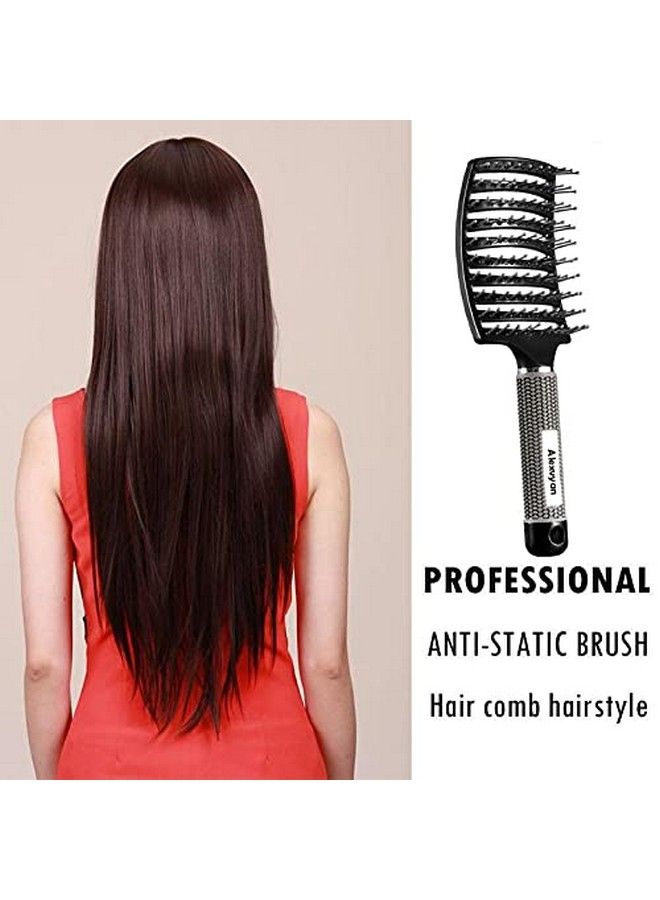 Alexvyan Detangling Hair Scalp Massage Comb Brush With Nylon Bristle For Wet Curly Hair Salon Hair Dressing Styling Tools For Women Girls Black - Image 5