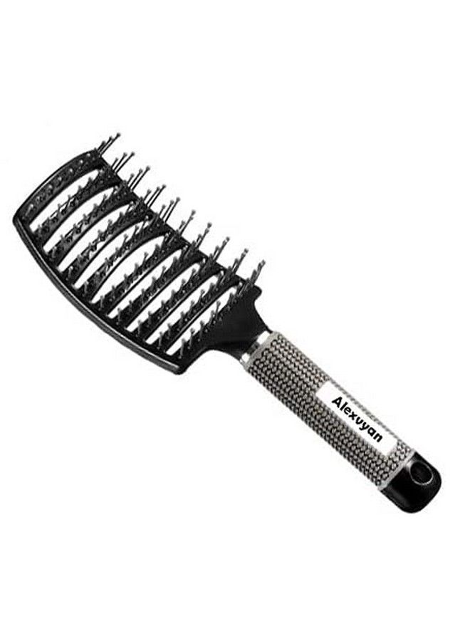 Alexvyan Detangling Hair Scalp Massage Comb Brush With Nylon Bristle For Wet Curly Hair Salon Hair Dressing Styling Tools For Women Girls Black - Image 4