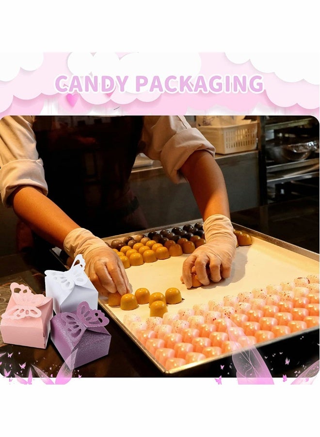 علب هدايا لصالح 60 قطعة على شكل فراشة، علب حلوى زخرفية لحفلات الزواج وأعياد الميلاد، علب هدايا صغيرة على شكل فراشة لحفلات الخطوبة، ، والذكرى السنوية (أبيض، وردي، بنفسجي) - Image 3