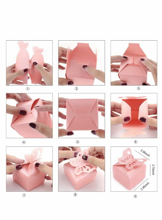 علب هدايا لصالح 60 قطعة على شكل فراشة، علب حلوى زخرفية لحفلات الزواج وأعياد الميلاد، علب هدايا صغيرة على شكل فراشة لحفلات الخطوبة، ، والذكرى السنوية (أبيض، وردي، بنفسجي) - Image 5