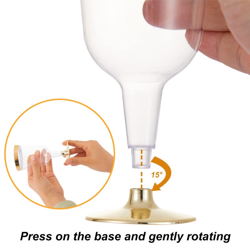 N9R 30PCS Plastic Wine Glasses with Gold Rim, 6 Oz Plastic Wine glasses with Stem, Disposable Wine Cups Reusable Suitable for Party Wedding Birthday - Image 5