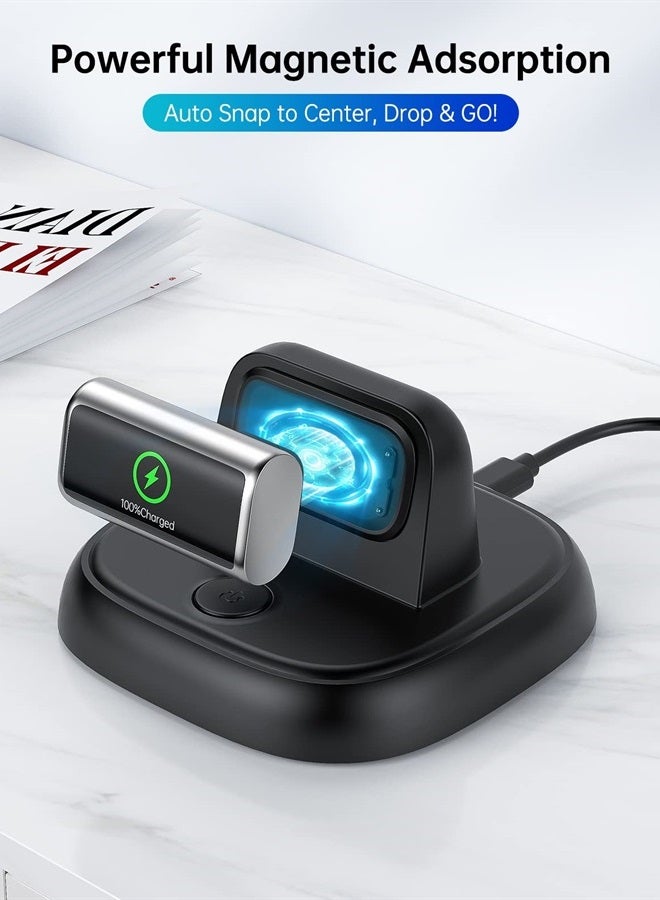 LVFAN for Fitbit Charge 5/Luxe Charger, Charging Cable Replacement Accessories with Reset Button, Smart Watch Fast Charging Station, Magnetic Charger Stand Dock for Fitbit Charge 5&Luxe, Black - Image 2