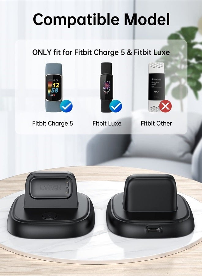 LVFAN for Fitbit Charge 5/Luxe Charger, Charging Cable Replacement Accessories with Reset Button, Smart Watch Fast Charging Station, Magnetic Charger Stand Dock for Fitbit Charge 5&Luxe, Black - Image 3