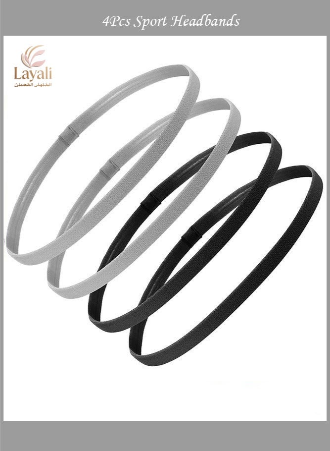 Layali Thick Non-Slip Elastic Sport Headbands, 4-Piece – For Football, Yoga & Soccer - Image 1