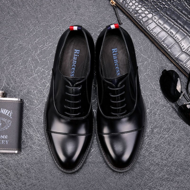 New Men'S Leather Shoes Pure Leather Shoes For Boys Business Dress Shoes For Work Wedding Shoes Round Head - Image 5