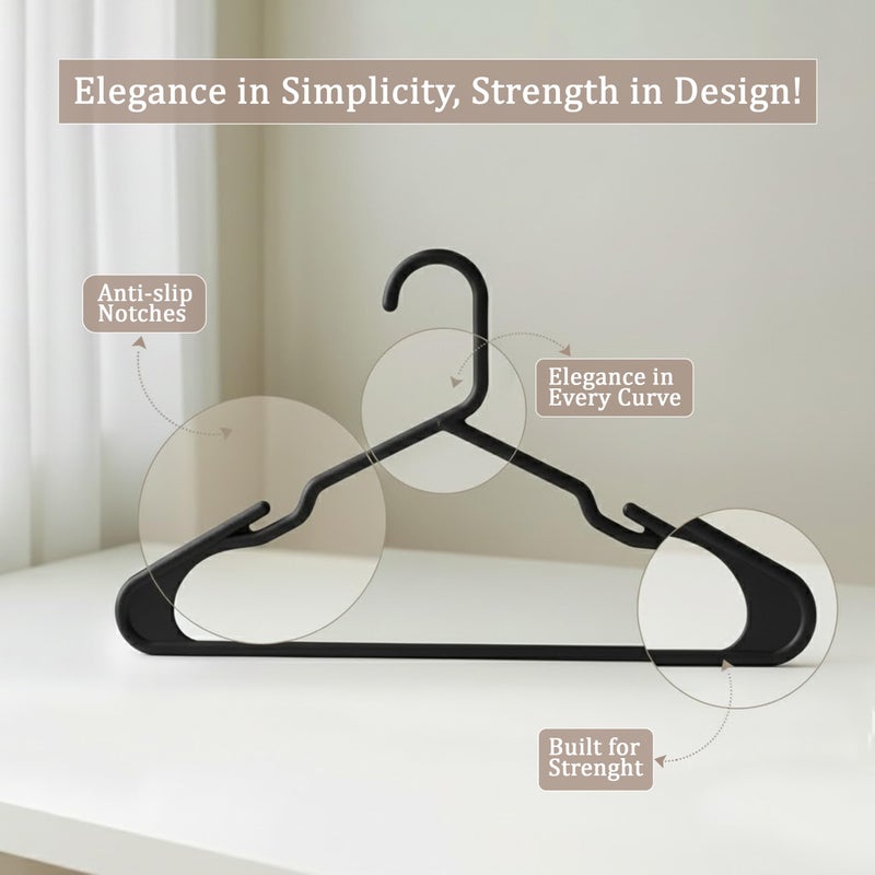 Utopia Home Plastic Hangers 20 Pack - Perfect Space Saving Clothes Hanger - Durable and Strong - Perfect Closet Organizers with Shoulder Grooves (Black) - Image 3
