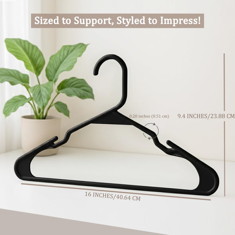 Utopia Home Plastic Hangers 20 Pack - Perfect Space Saving Clothes Hanger - Durable and Strong - Perfect Closet Organizers with Shoulder Grooves (Black) - Image 2