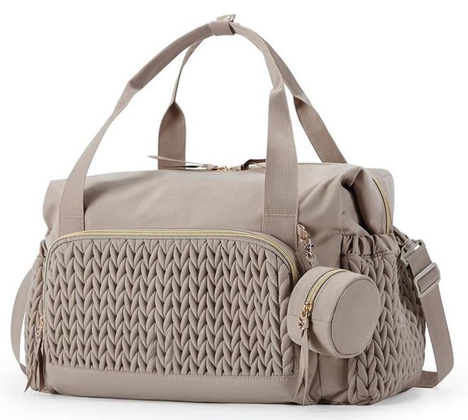 حقيبة ظهر للحفاضات للأم - حقيبة مستشفى بسعة كبيرة للولادة، حقيبة سفر للأطفال مع جيب معزول للزجاجات وحافظة مناديل، حقيبة يد مقاومة للماء تتضمن حامل مصاصة (كاكي) - Image 1