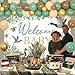 Balterever Duck Hunting Baby Shower Decorations Sage Green Mallard Duck Baby Shower Balloon Garland Kit with Welcome Baby Ducking Hunting Backdrop for Boys and Girls - Image 4