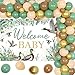 Balterever Duck Hunting Baby Shower Decorations Sage Green Mallard Duck Baby Shower Balloon Garland Kit with Welcome Baby Ducking Hunting Backdrop for Boys and Girls - Image 2