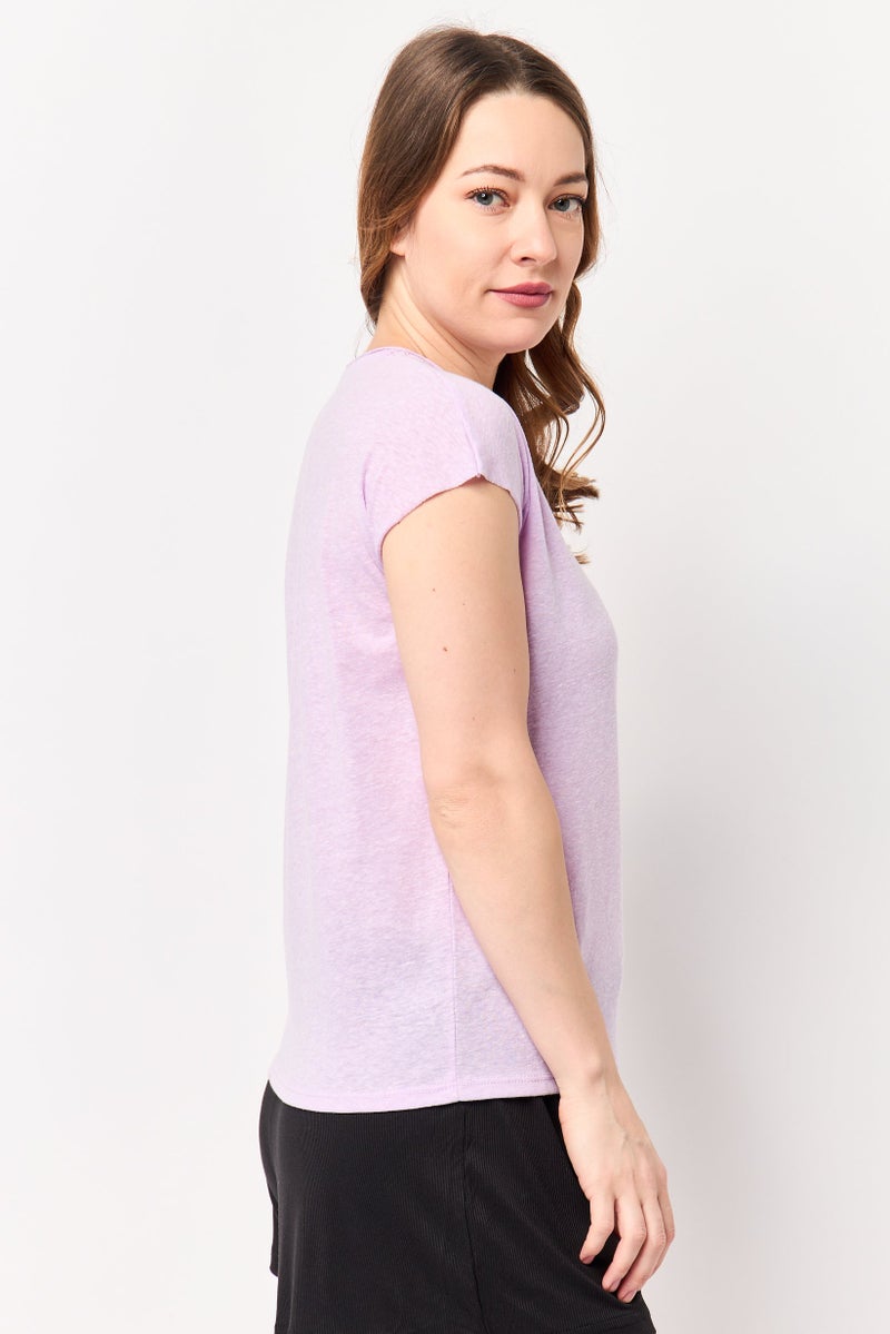 UNDIZ Women Crew Neck Sleeveless Plain Top, Lavender - Image 2