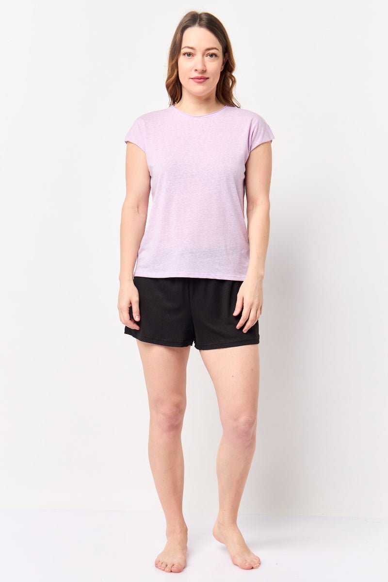 UNDIZ Women Crew Neck Sleeveless Plain Top, Lavender - Image 3