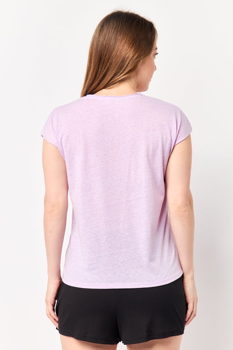 UNDIZ Women Crew Neck Sleeveless Plain Top, Lavender - Image 4