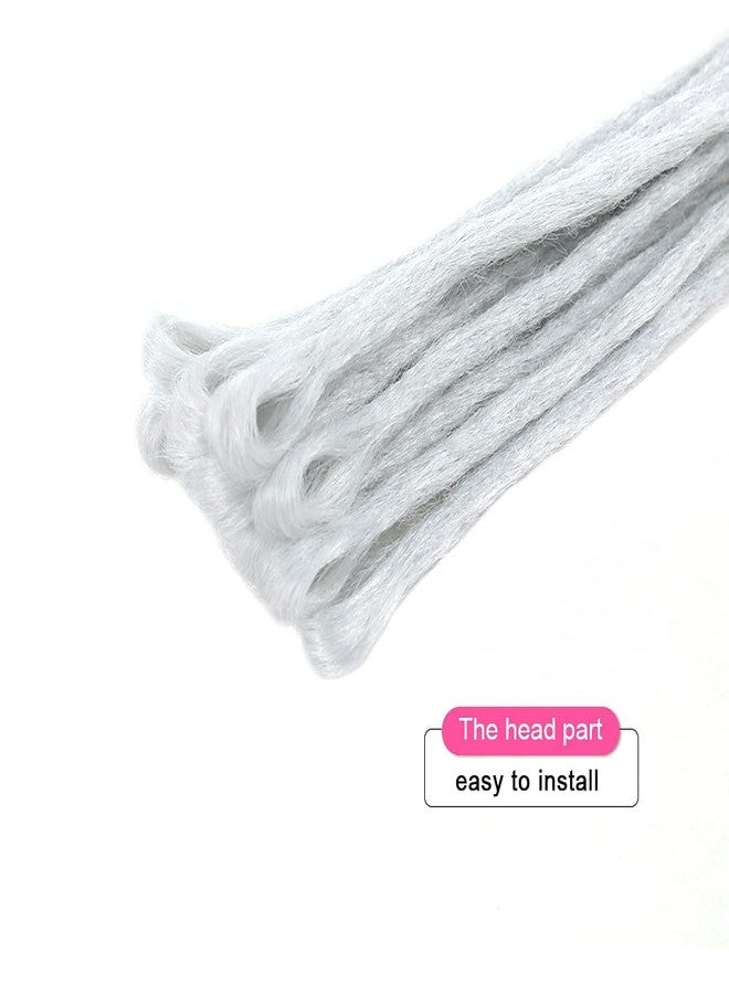 Dsoar Dreadlock Extensions for Women/Men 20 inch Handmade Synthetic Dreads 12pcs Locs Extensions Crochet Braiding Hair(Light Grey) - Image 5