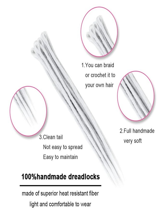 Dsoar Dreadlock Extensions for Women/Men 20 inch Handmade Synthetic Dreads 12pcs Locs Extensions Crochet Braiding Hair(Light Grey) - Image 3