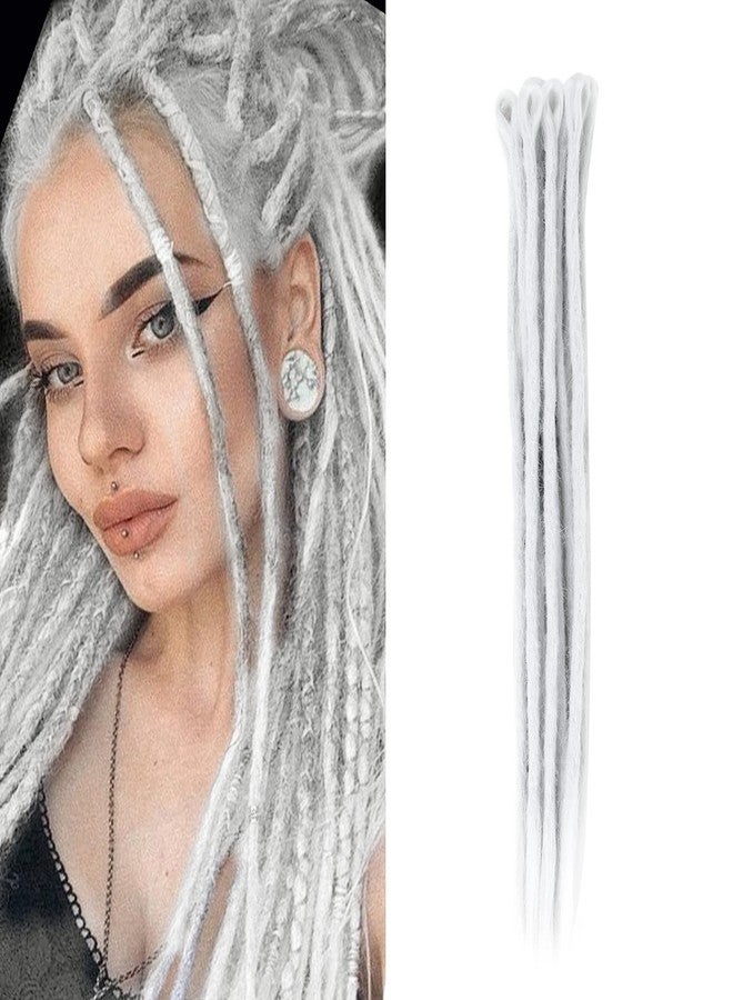 Dsoar Dreadlock Extensions for Women/Men 20 inch Handmade Synthetic Dreads 12pcs Locs Extensions Crochet Braiding Hair(Light Grey) - Image 1