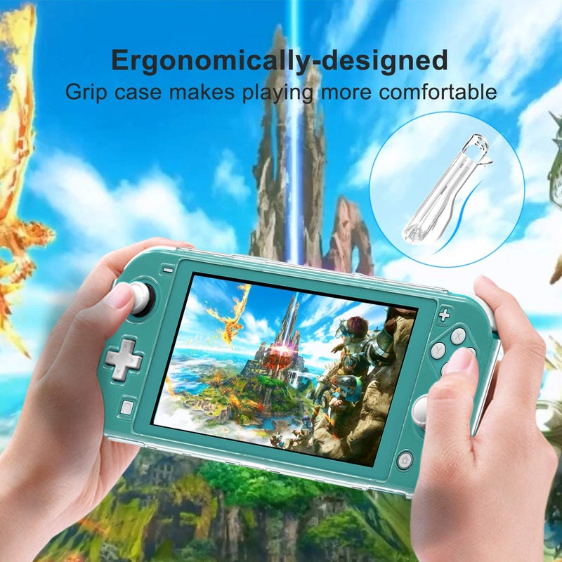FYOUNG Crystal Clear Cover Case for Switch Lite, Ultra Slim Clear Hard PC Protective Case Compatible with Nintendo Switch Lite with a Glass Screen Protector and 8 Thumb Grips Caps - Image 5