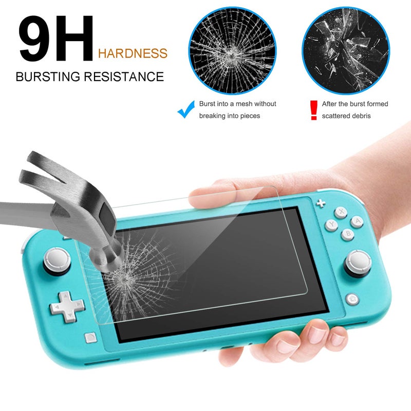 FYOUNG Crystal Clear Cover Case for Switch Lite, Ultra Slim Clear Hard PC Protective Case Compatible with Nintendo Switch Lite with a Glass Screen Protector and 8 Thumb Grips Caps - Image 2