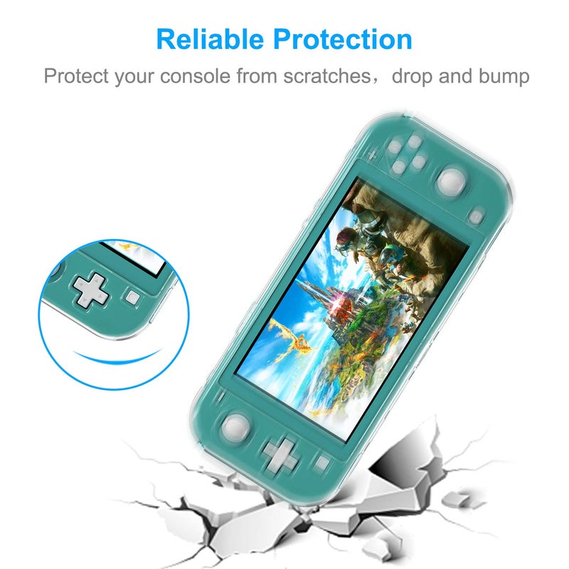 FYOUNG Crystal Clear Cover Case for Switch Lite, Ultra Slim Clear Hard PC Protective Case Compatible with Nintendo Switch Lite with a Glass Screen Protector and 8 Thumb Grips Caps - Image 4
