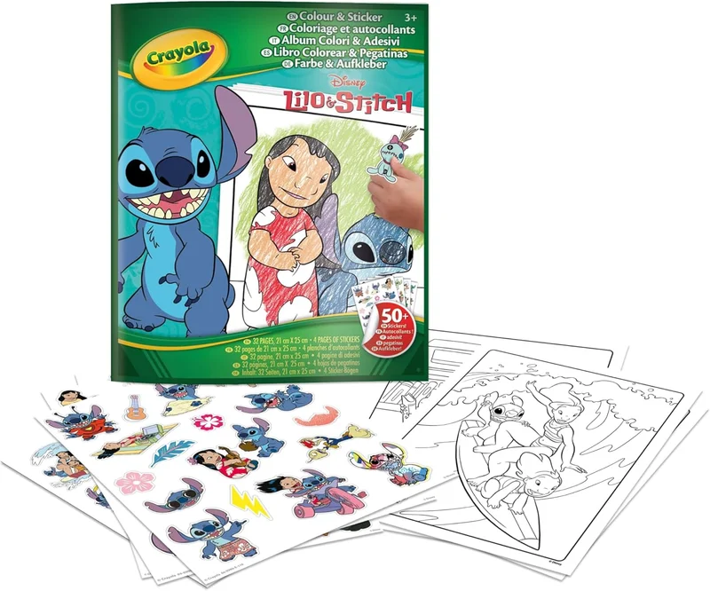 Crayola Crayola Lilo & Stitch Sticker Colouring Book – 32 Fun Activity Pages with 4 Sheets of Stickers | Kids Colouring & Activity Set | Creative Gift for Children Ages 3+