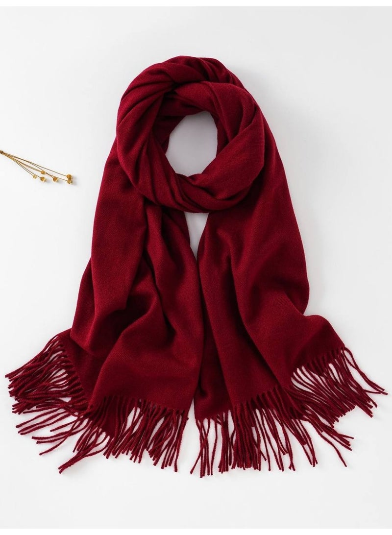 شال موهير مستورد باللون البرجاندي – تصميم أنيق ودافئ لإطلالة شتوية فاخرة - Image 2