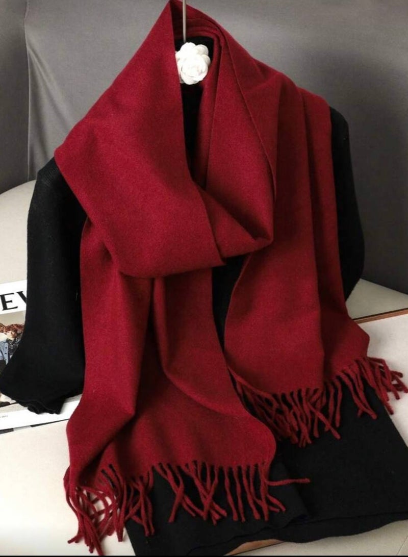 شال موهير مستورد باللون البرجاندي – تصميم أنيق ودافئ لإطلالة شتوية فاخرة - Image 1