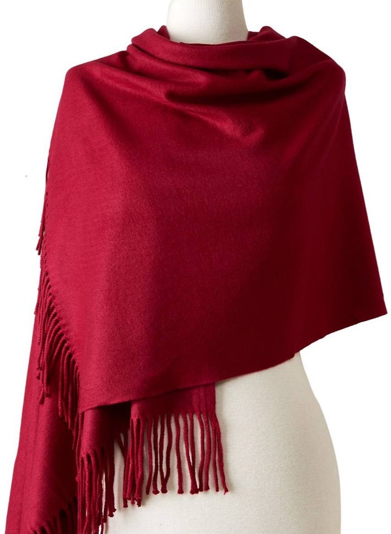 شال موهير مستورد باللون البرجاندي – تصميم أنيق ودافئ لإطلالة شتوية فاخرة - Image 3
