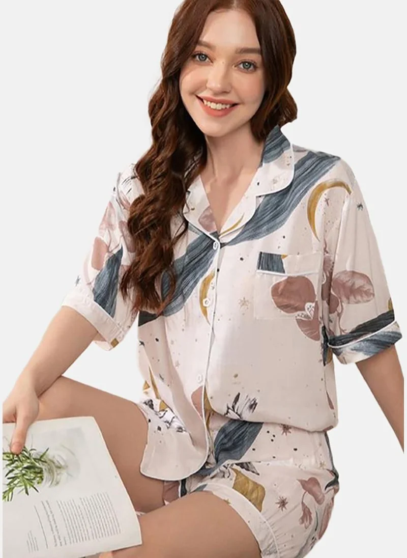 YUNIQEE Floral Printed Shirt With Shorts Night Suits