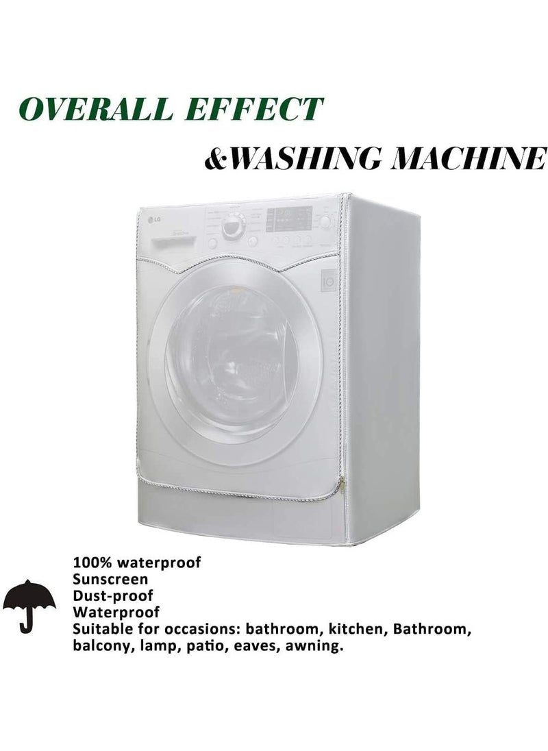 Scrolls Silver Coating Oxford Cloth Full-automatic Roller Washing Machine Washer Dryer Cover Waterproof Sun-resistant Dust Cover XL (60-85 CM)  - Image 4
