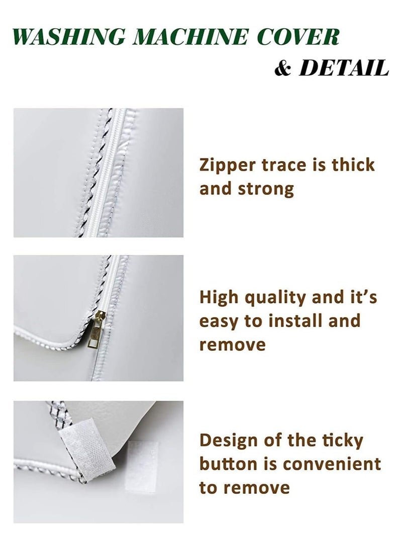 Scrolls Silver Coating Oxford Cloth Full-automatic Roller Washing Machine Washer Dryer Cover Waterproof Sun-resistant Dust Cover XL (60-85 CM)  - Image 5