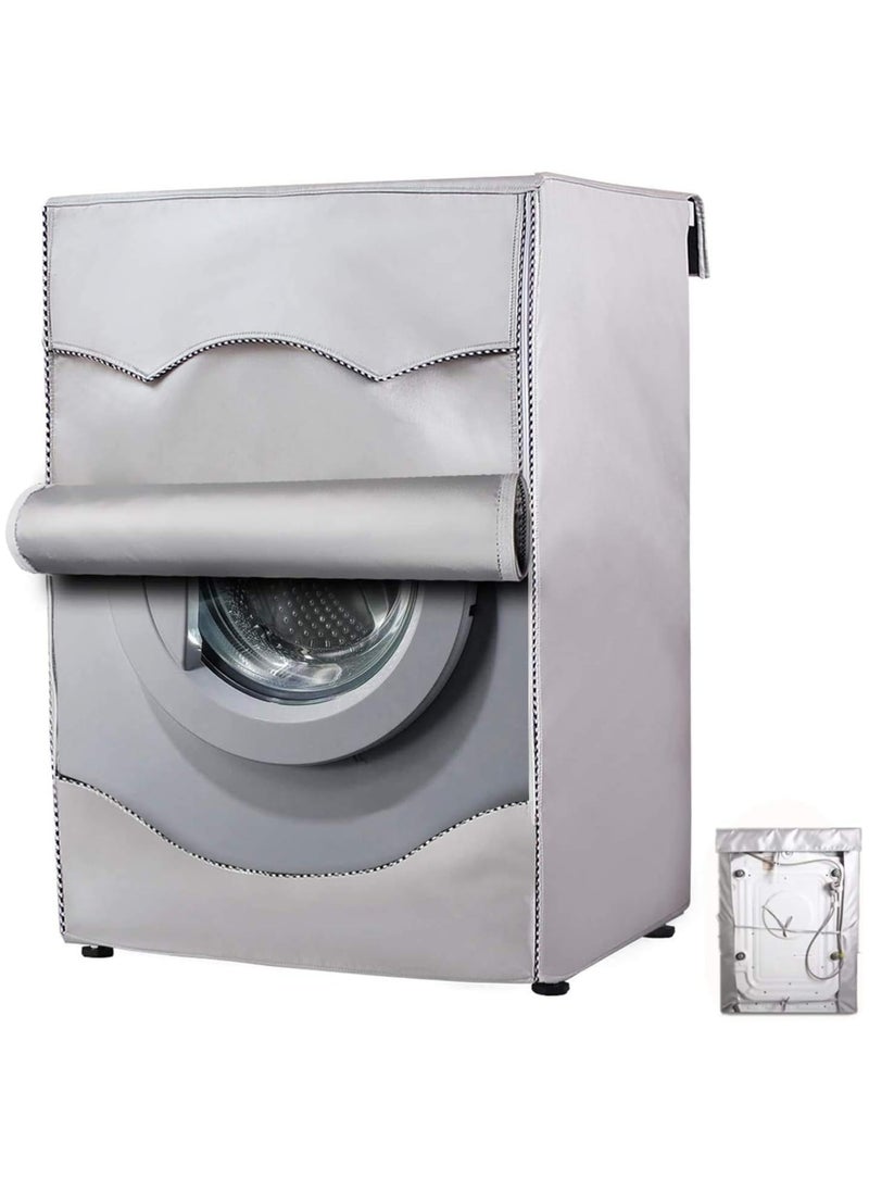 Scrolls Silver Coating Oxford Cloth Full-automatic Roller Washing Machine Washer Dryer Cover Waterproof Sun-resistant Dust Cover XL (60-85 CM)  - Image 1