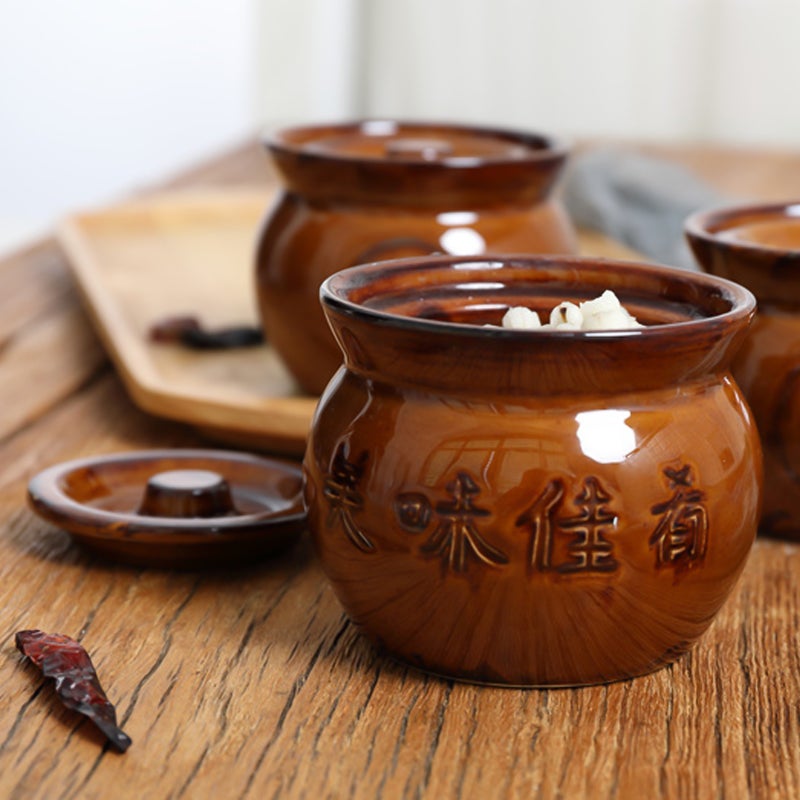 2pcs Ceramic Braised Chicken Container Soup Pot Kitchen Stew Pot Kitchen Cookware(500ml) - Image 2