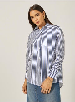 Oversized Striped Collared Shirt - pzsku/Z1597787AAFB7970BC884Z/45/_/1739732081/cbf7bda9-d32c-4dab-8216-1d0704a45480