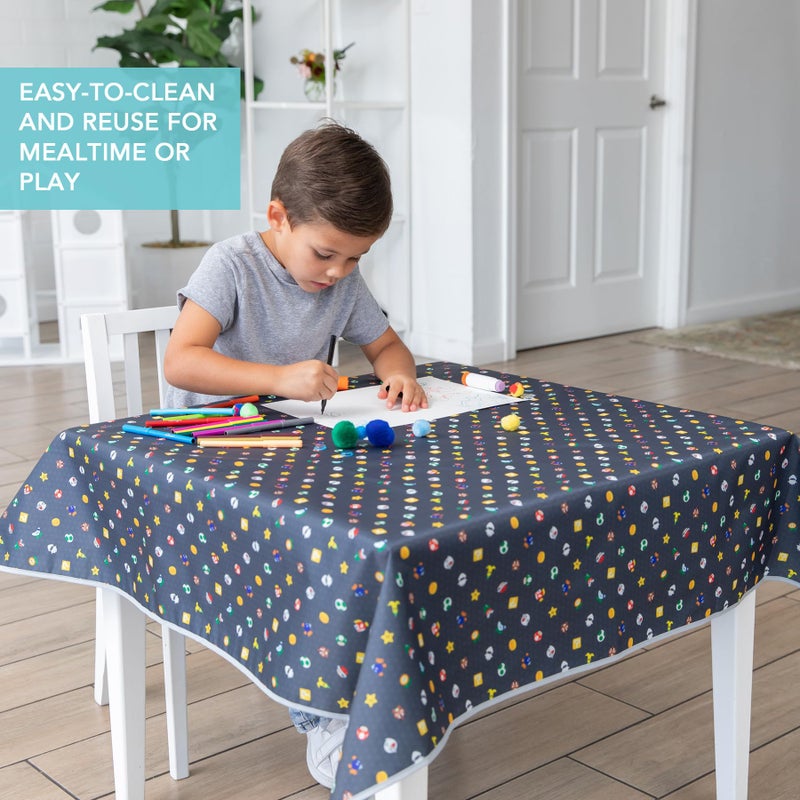 Bumkins Baby Splat Mat for Under High Chair, Babies Toddlers Eating Mess Mat, Waterproof Reusable Cloth for Arts and Crafts, Playtime Mat for Kids, Floor or Table, 42inx42in, Nintendo Super Mario - Image 4