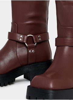 RAID Buckle Harness Detail Knee High Boots by Styli  - Image 3