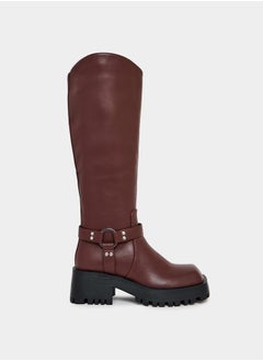 RAID Buckle Harness Detail Knee High Boots by Styli  - Image 1