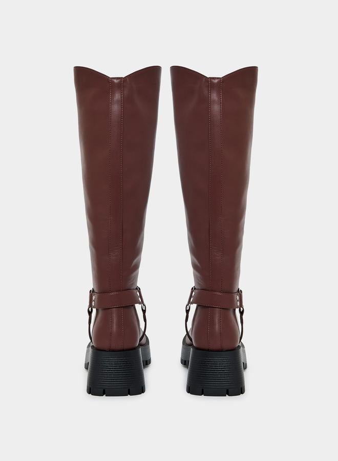 RAID Buckle Harness Detail Knee High Boots by Styli  - Image 4