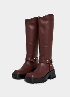 RAID Buckle Harness Detail Knee High Boots by Styli  - Image 2