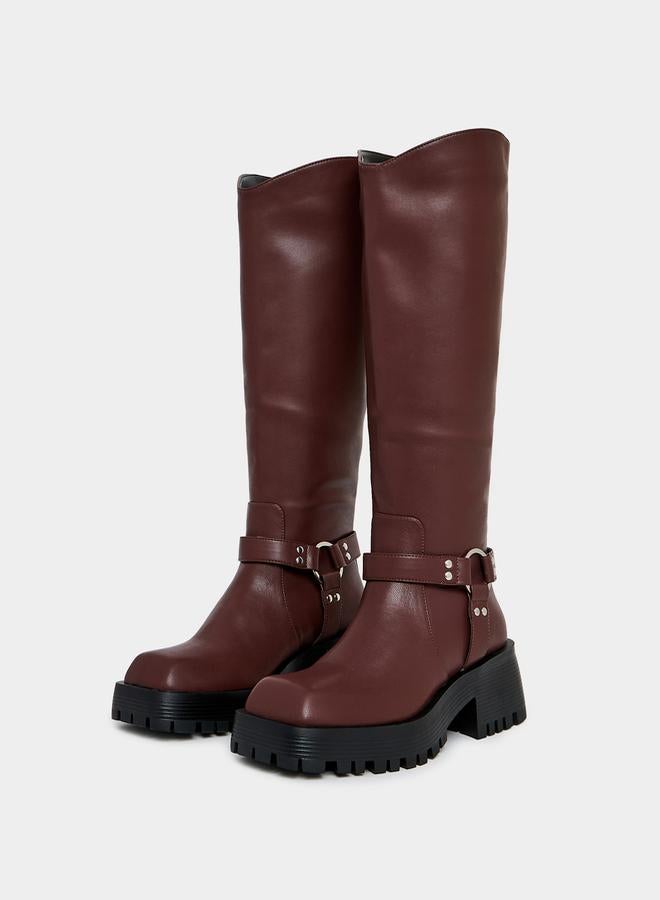 RAID Buckle Harness Detail Knee High Boots by Styli  - Image 2