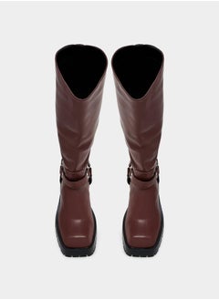 RAID Buckle Harness Detail Knee High Boots by Styli  - Image 5