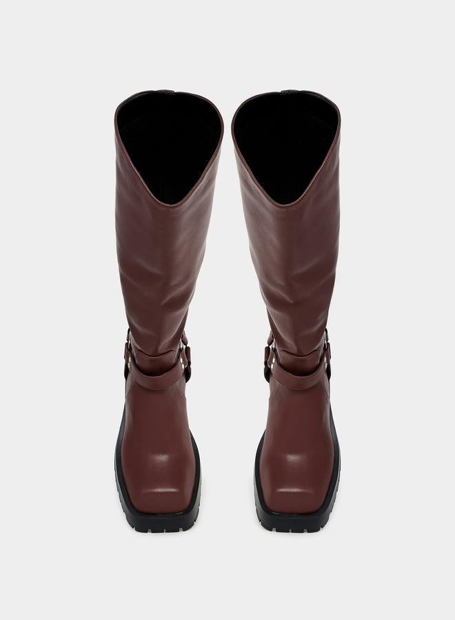 RAID Buckle Harness Detail Knee High Boots by Styli  - Image 5