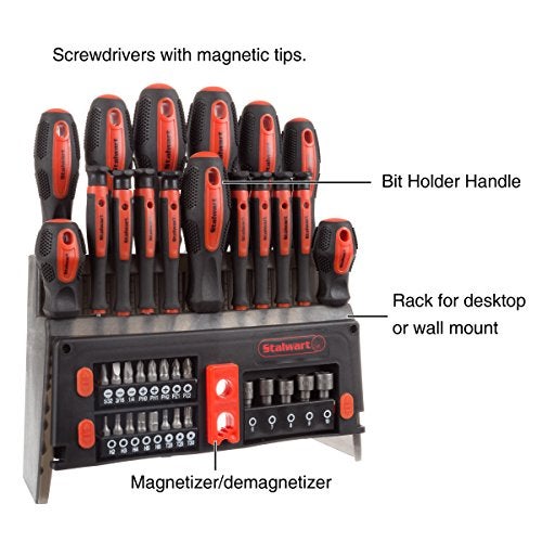 Stalwart 39-Piece Magnetic Screwdriver Set - Screw Driver Set Kit with Bits, Power Nut Driver and Wall Mountable Stand - Tool Kit with Phillips, Torx and Flathead Screwdrivers - Tool Sets for Men by Stalwart - Image 3
