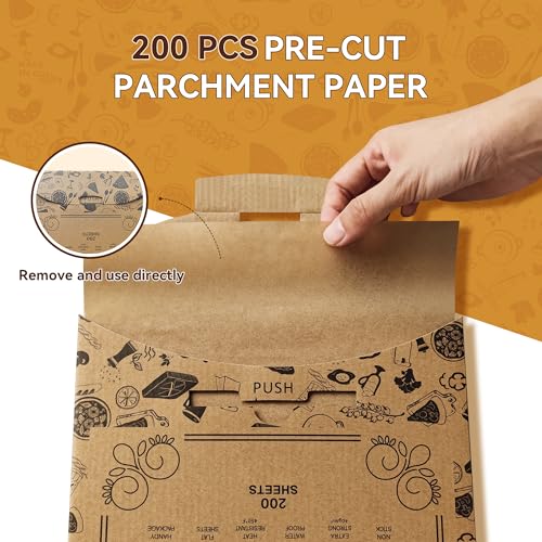 Foyer Nuage 200 Pcs Unbleached Parchment Paper Baking Sheets, 8x12 inch Baking Paper, Precut Non-Stick Parchment Sheets for Baking, Cooking, Grilling, Air Fryer and Steaming, Precut Silicone Baking Paper - Image 2