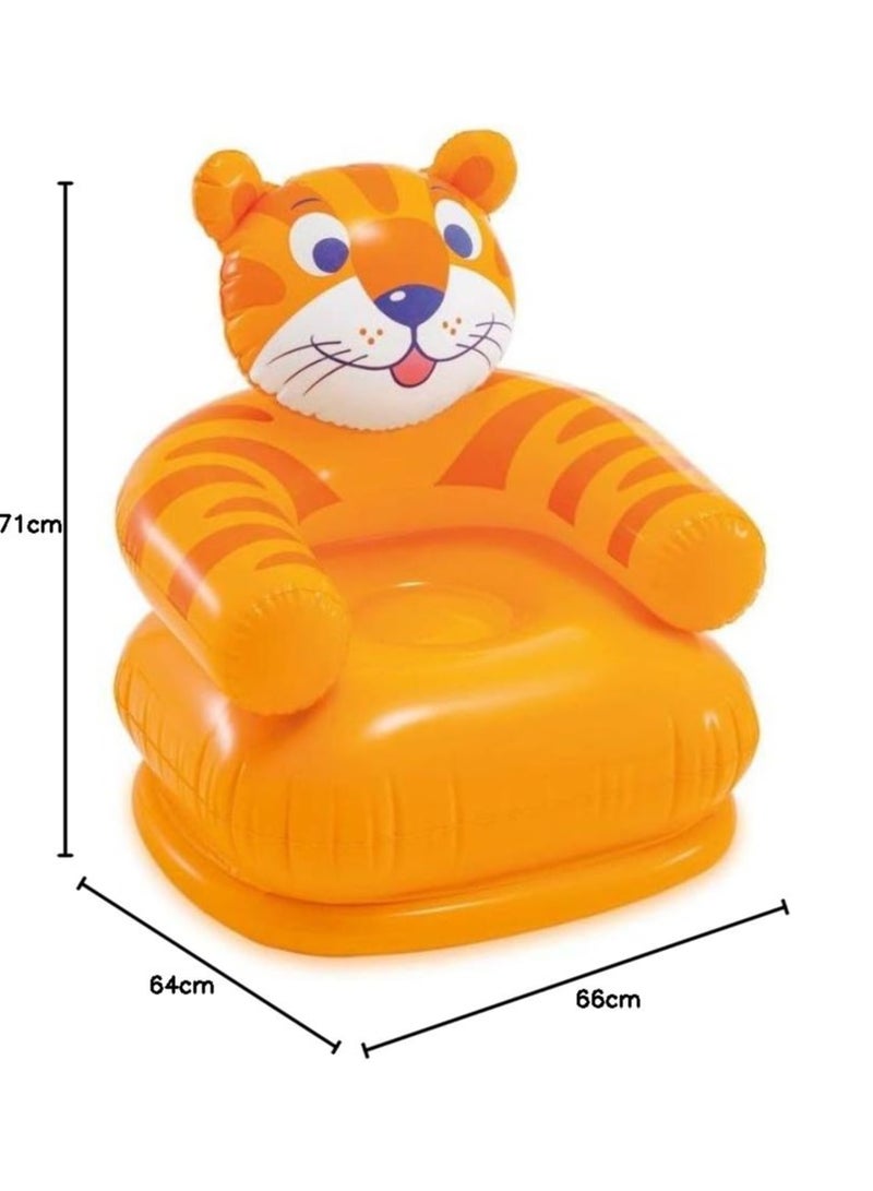 Rich Life Animal Shaped Inflatable Chair for Kids – PVC Tiger Air Sofa | Fun & Comfortable Toddler Chair | Size: 66 x 64 x 71 cm | Easy to Inflate | Pack of 1 - Image 3