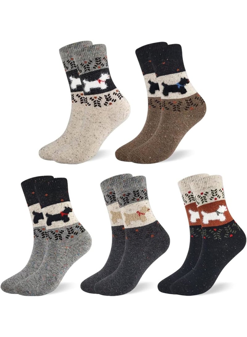 Luckam Women's Thermal Socks, Thick Lined Mid-Calf Warm Winter Socks, Soft Cozy Knit Casual for Outdoor Indoor Wear, Hiking Cabin Everyday Comfort, Cold Weather Gift for Her, 5 Pieces - Image 1