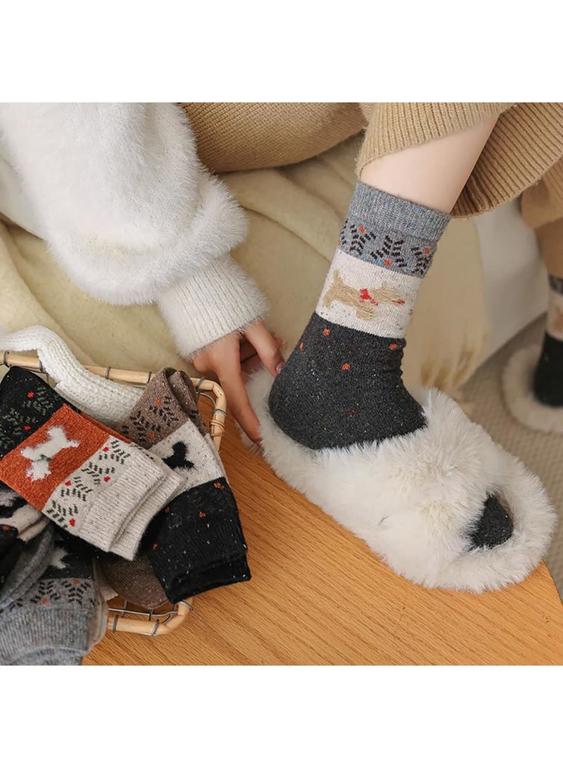 Luckam Women's Thermal Socks, Thick Lined Mid-Calf Warm Winter Socks, Soft Cozy Knit Casual for Outdoor Indoor Wear, Hiking Cabin Everyday Comfort, Cold Weather Gift for Her, 5 Pieces - Image 4