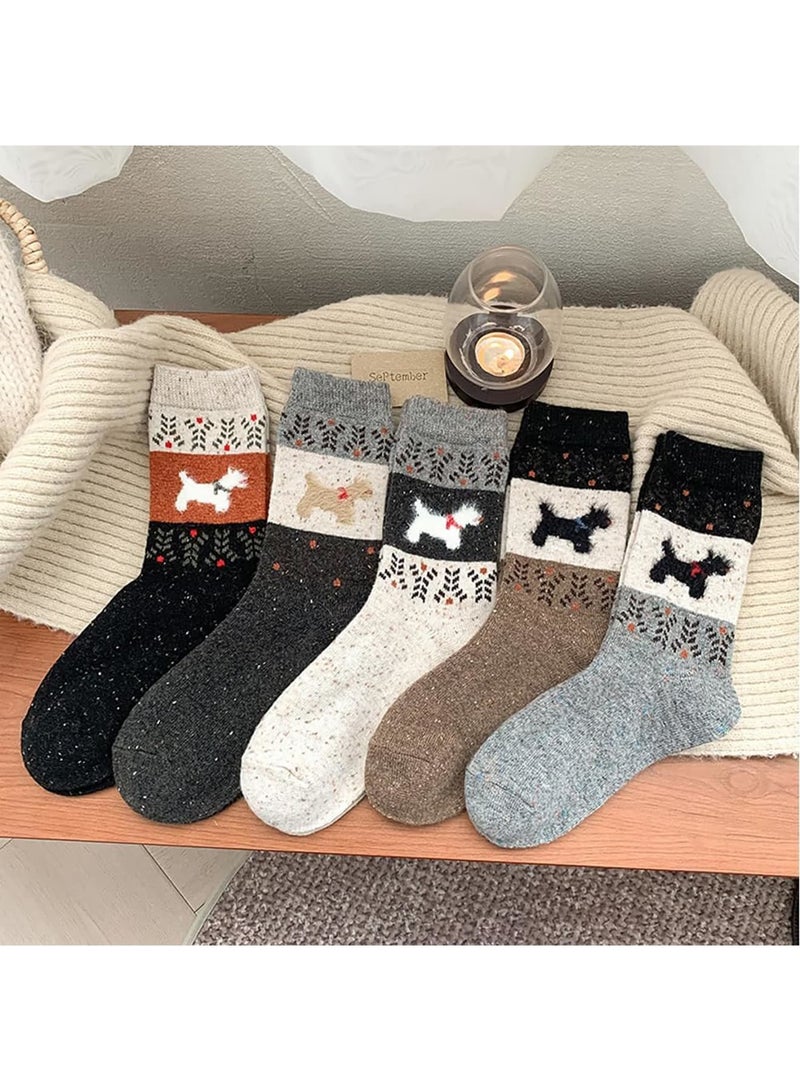 Luckam Women's Thermal Socks, Thick Lined Mid-Calf Warm Winter Socks, Soft Cozy Knit Casual for Outdoor Indoor Wear, Hiking Cabin Everyday Comfort, Cold Weather Gift for Her, 5 Pieces - Image 5
